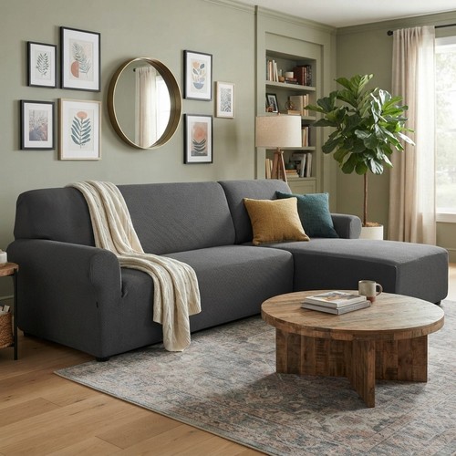 Dark grey elastic - grey, sofa